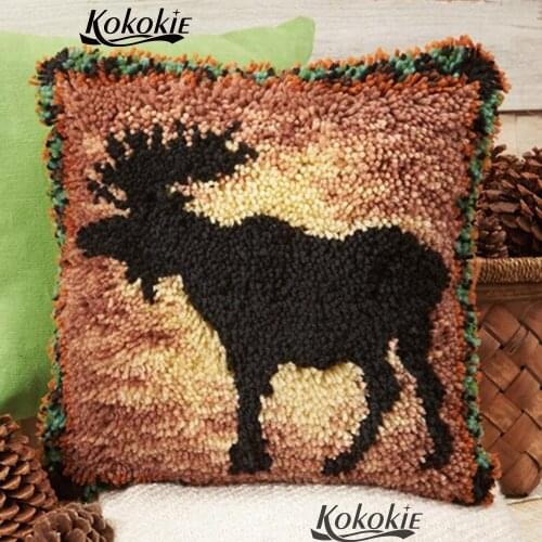 Handmade 3d carpet Latch hook rug making kit cross stitch throw pillow Embroidery Pillowcase Crocheting Kit Rug Yarn