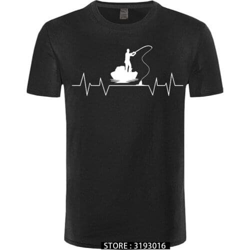 New Listing Fishing Heartbeat T Shirts Plus Size Fashion Adult Tee Pure Cotton Hipster Streetwear Mens Tshirt Drop Ship