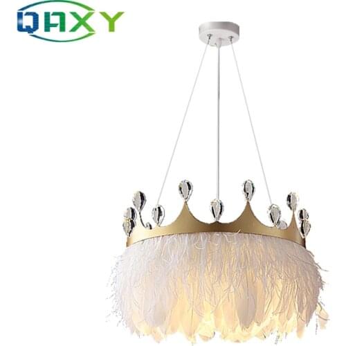 Nordic Crown-Shaped Feather Pendant Light Goose Feather Led Hanging Lamp Dining Light Docoration For Bedroom/Restaurant[DQ2250]
