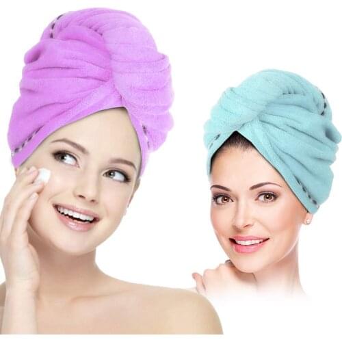 Hair Towel Wrap Turban Microfiber Hair Drying Towels, Head Towel with Button,Quick Dry Super Absorbent for Women Girls hair