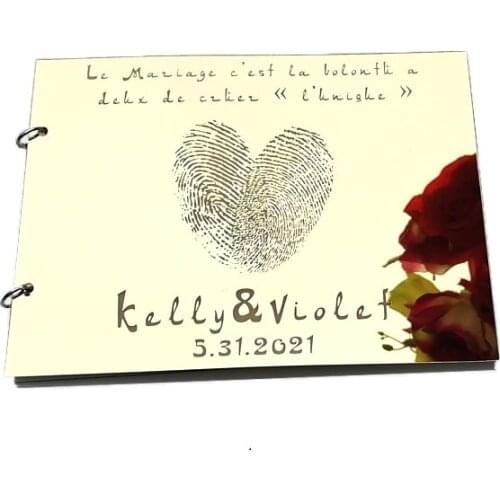 Gold Wedding Signature Guest Book Personalized Couples Custom Mirror Fingerprint Shower Gift White Blank Scrapbook Party Favors