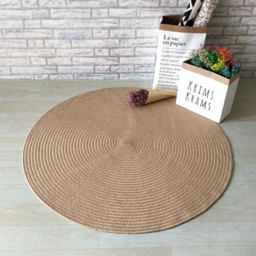Hand-Made Jute Circular Carpet Modern Simple Door Round Floor Mats American Country Natural Jute Rug