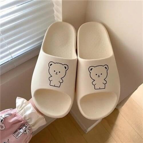 Sandals Female House Slippers for Women Indoor Anime Cartoons Kawaii Shoes Summer 2021 Fashion New Little Bear Casual Footwear