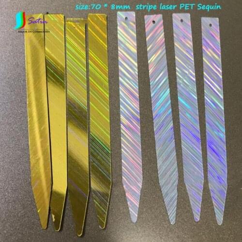 DIY Magic Rectangular Sequin Size 70x8mm Stripe Laser Gold Silvery PET Sequin costume Stage Background Decorative Bead Sequin