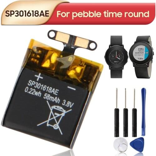 Original Replacement Battery SP301618AE For Pebble Time Round Watch Battery with Tools