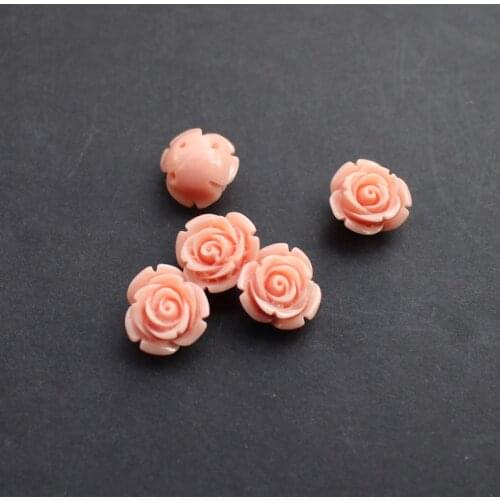 10 Pieces/lot) 12mm Light Pink color Artificial Coral Rose Cabochon Coral flower for Jewelry making