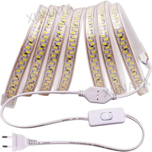 SMD 5730 AC220V LED Strip Light 180Leds/m Waterproof Led Tape Warm White Decoration Lights 1M/2M/5M/10M+ Dimmer/Switch/Plug EU