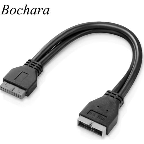 Bochara 25cm MotherBoard 20Pin Male to Female Extension Cable Foil+Braided Shielded