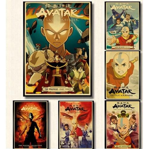 Vintage Cartoon TV Avatar The Last Airbender Retro Poster kraft Paper Prints Clear Image room Bar Home Art painting wall sticker