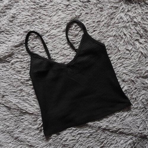 2019 Summer Women slim Crop Top Basic Cotton Condole belt Tank Top black Sleeveless Camisole Tops Womens Vest