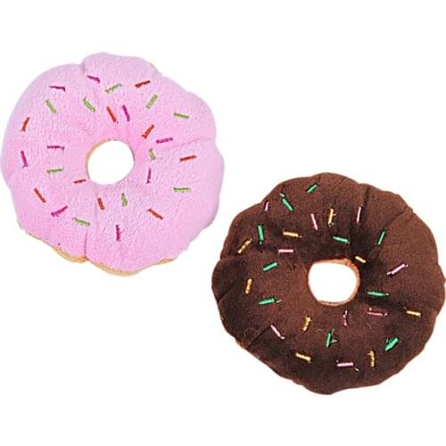 13Cm Sightly Pet Chew Cotton Donut Play Toys Lovely Pet Dog Puppy Cat Tugging Chew Squeaker Quack Sound Toy Chew Donut Play Toys