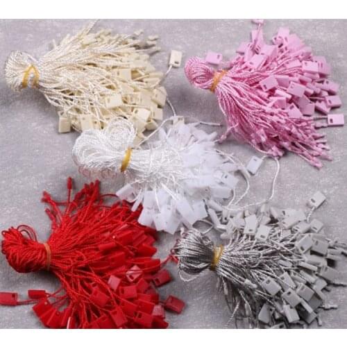 1000pcs/lot Tag Rope Seal Cords Hang tag strings for clothes snap lock plastic square buckle lable polyester rope