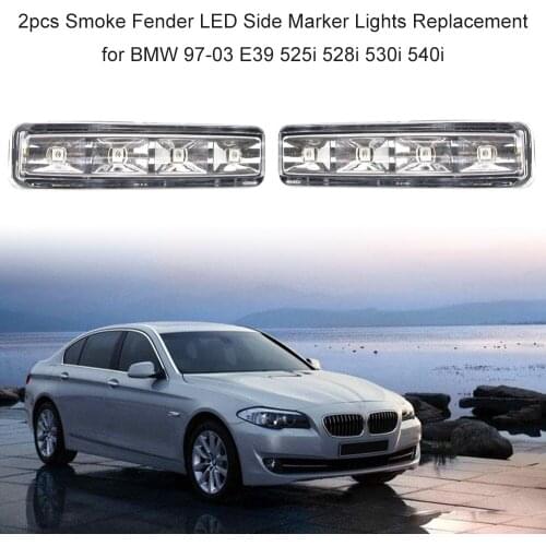 2pcs Smoke Fender LED Side Marker Lights Replacement for BMW 97-03 E39 525i 528i 530i 540i