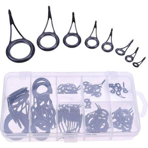 75Pcs/Box Mixed Size Fishing Rod Guide Tip Strong Line Rings Fishing Rod Guide Guides Tip Set Repair Kit DIY Eye Rings 6#-30
