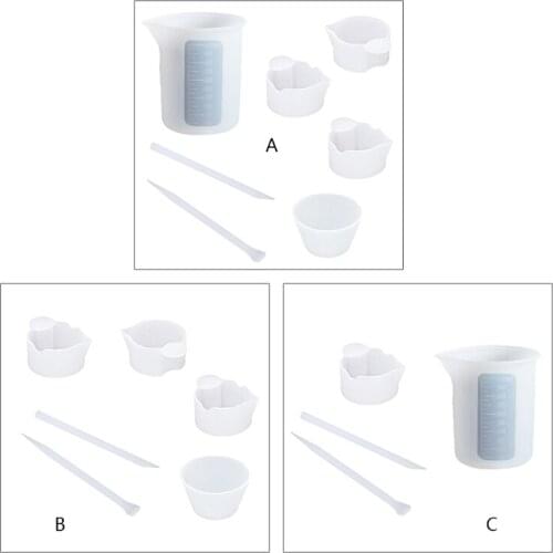1 Set Nonstick Silicone Measuring Cup Card Slot Cup Dispensing Cup Stirrer Stirring Rods DIY Handmade UV Epoxy Resin Tools Kit