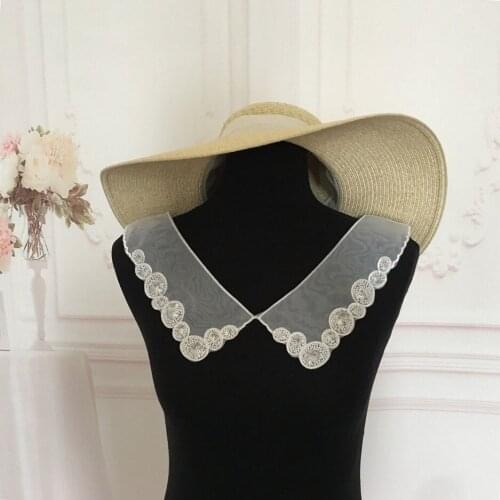 White beads embroidery applique dress sewing neckline decoration sequins DIY craft supplies material accessories 1 pair for sale