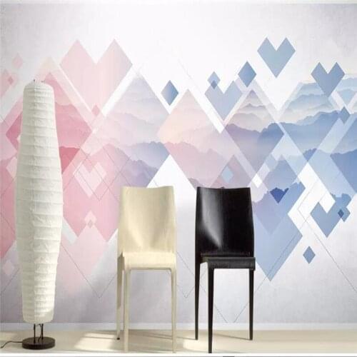 Seamless wallpaper New Chinese ink landscape geometry simple modern TV background wall