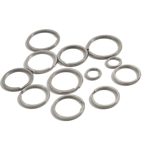 10pcs/lot 15mm 25mm 28mm 30mm 32mm 35mm Stainless Steel Hole Key Ring Key Chain Rhodium Plated Flat Split Keychain