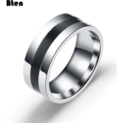 Bten 316L High Quality Men Epoxy Titanium Stainless Ring Lover Couple Rings for Women Men silver color Vintage Cool Rings