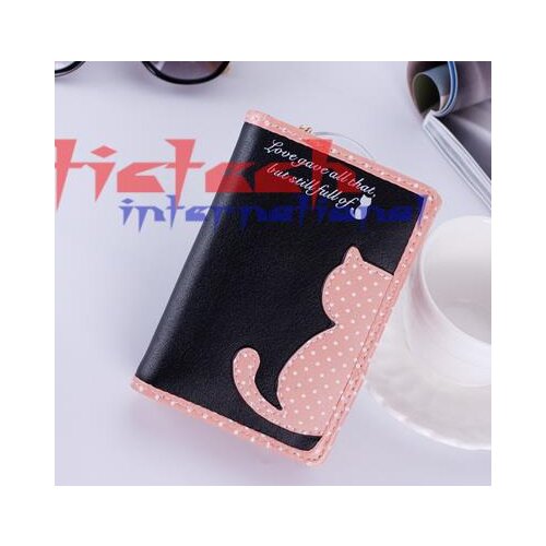 By dhl or ems 100pcs womens wallet with zipper Cat Pattern Purse female Women Leather Short/long Wallet carteira feminino