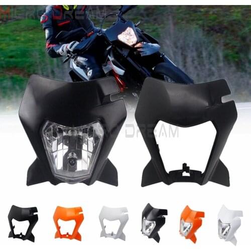 Black Supermoto Headlight Fairing Mask Cover for 690 SMC R ENDURO R 2019 2020 E8 LED Front Lamp SX F EXC XCF XCW SMR Six Day