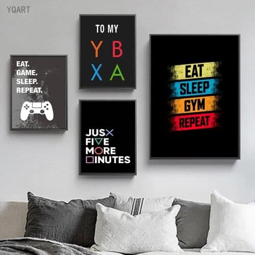 Kids Room Decor Eat Sleep Game Gym Repeat Wall Art Canvas Painting Print Childrens Play Room Game Room Wall Art Decoration