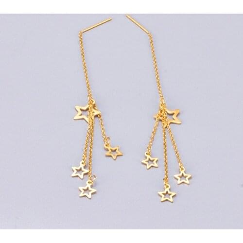 FINE4U E261 Long Dangle Drop Earrings for Women Girls Elegant Cute Lucky Star Lightweight Hypoallergenic Earrings