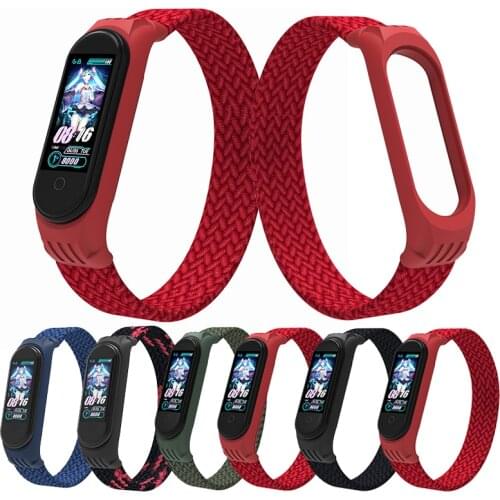 Elastic Nylon Strap For Xiaomi Mi Band 5 4 3 Bracelet Breathable Replaceable Straps Band4 Band5 Wristband Sports Loop Watchbands
