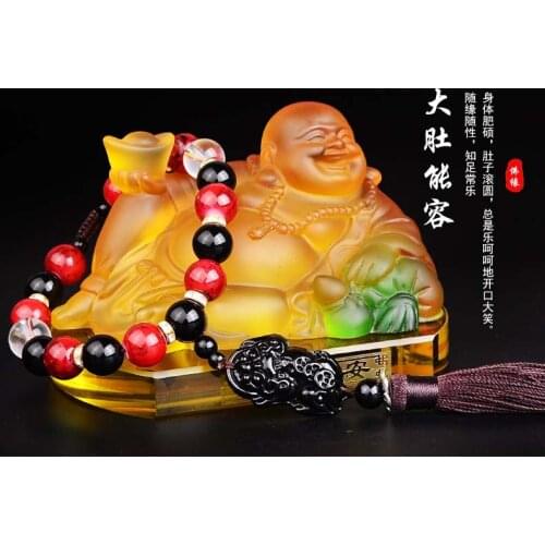 GOOD HOME OFFICE Company SHOP CAR TOP Efficacious Money Drawing thriving business Maitreya Buddha FENG SHUI crystal art statue