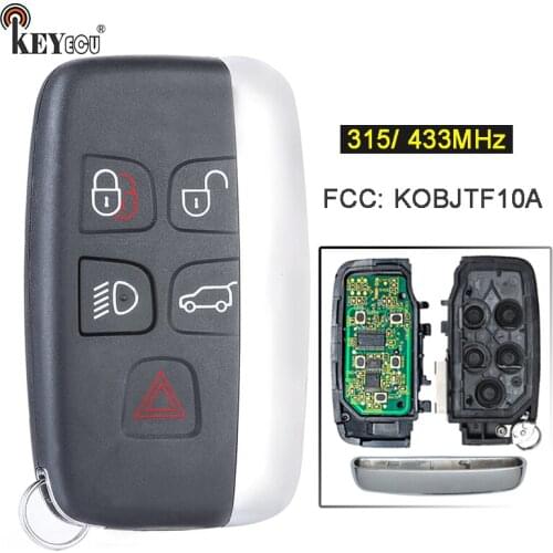 KEYECU 315/ 433MHz FCC: KOBJTF10A 4+1 5 Button Smart Remote Key Fob key for Land Rover LR2 LR4, for Range Rover Evoque /Sport