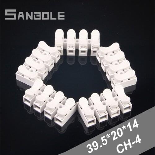 Terminal Blocks Connector Electrical Cable Quick Splice Lock Wire Terminals Connection Fast Spring Press Type CH-4 (50PCS)