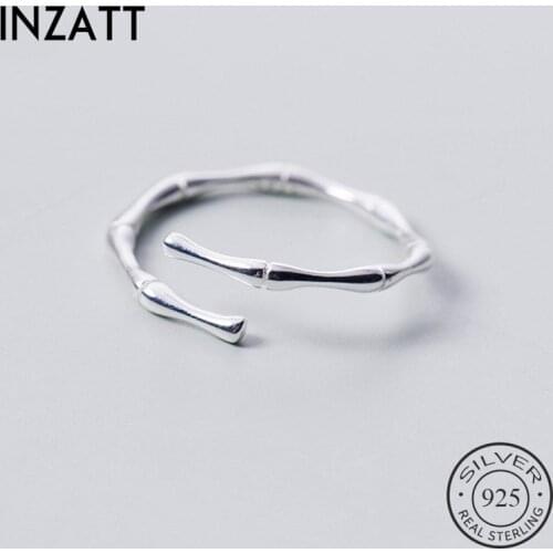 INZATT Real 925 Sterling Silver Bamboo Knot Opening Ring For Women Party Cute Fine Jewelry Minimalist Accessories 2019 Gift