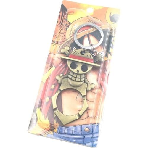 Hot Animation One Piece Skull Head Keychain Vintage Bronze Alloy Key Chains Key Holder Wholesale 5pcs/lot