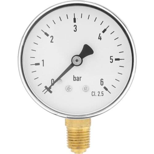 1/4" NPT Air Hydraulic Pressure Gauge 0-6 Bar Side Mount Manometer Pressure Measuring Tool