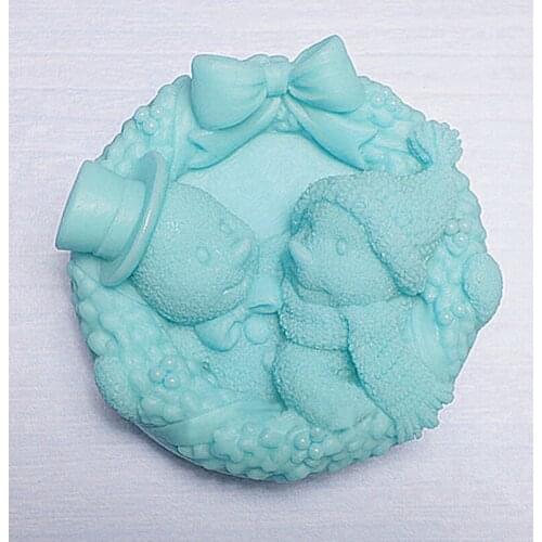 Bear Christmas bow Silicone molds soap mold bow bears silicone soap molds silica gel die Bear Christmas bears Aroma stone mould