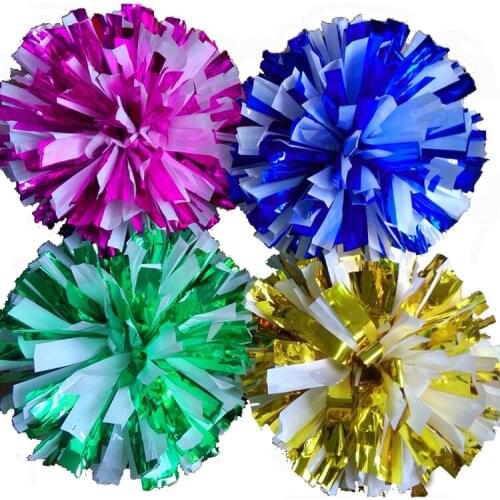 Metal color mix white Game pompoms (20pieces/lot) Cheerleading pompon The Handle can choose The Color can free combination
