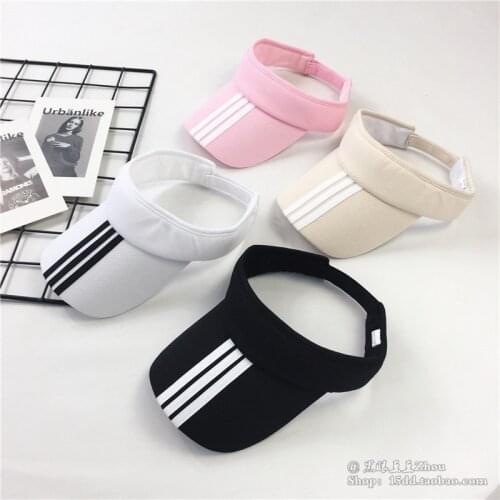 Fashion Three-striped Empty Top Adjustable Visor Sun Hat Women Men Summer Cotton Anti-UV Topless Sports Golf Outdoor Tennis Caps