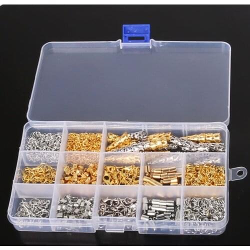 Jewelry Findings Accessories Set Bead Caps Jump Rings Earring Hook Crimp End Cap Lobster Clasp Extension Chain DIY Making