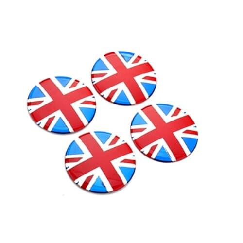 4Pcs 52mm Min Cooper Red Union Jack Auto Wheel Center Hub Cap Badge Emblem Decal Sticker Car Accessories