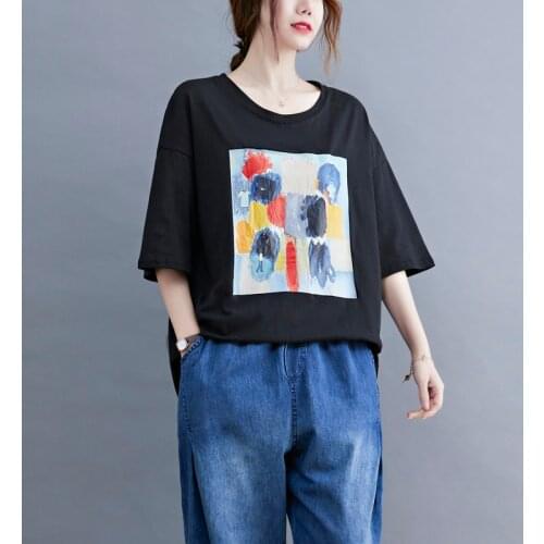 2021 New Arrival Pure Cotton Fashion Women\s Tops Casual T Shirts Pattern Tie Dye Print Sweet Girls Cartoon Summer T Shirts