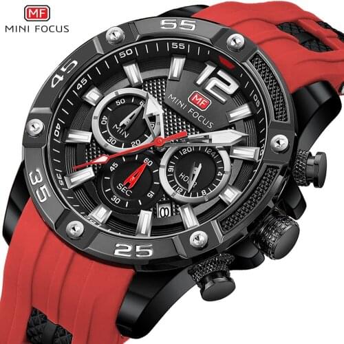 MINI FOCUS Original Mens Top Brand Luxury Sport WristWatch Casual Gift Quartz Chronograph Calendar Military Silicone Waterproof
