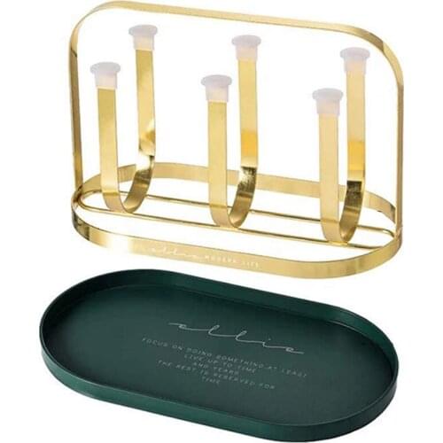 Cup Drying Rack Stand,6 Cup Drainer Stand Rack,Non-Slip Mugs Storage with Handle and Detachable Drain Tray