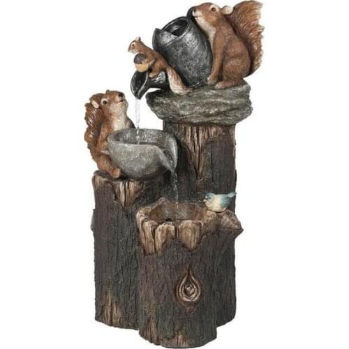 Resin squirrel Family Patio Fountain Garden Decoration Outdoor Landscape Garden Design squirrel Family