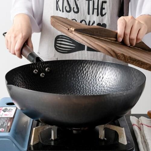 Handmade Iron Pot Iron Wok High Quality Traditional Cookware Health Wok Non-Stick Pan Gas Stove Induction Cooker Non-stick Pan
