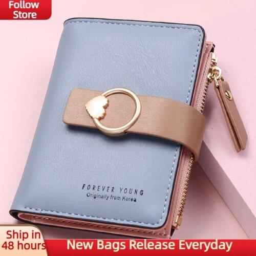 Cute Women Wallet Short Candy Color Student Teenage Girl Wallet Purse Kawaii PU Leather Ladies Purse Christmas Gift Money Bag