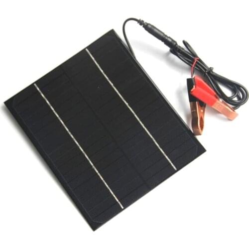 6W 18V Solar Panel Monocrystalline Grade A Solar Cell For 12V Battery Charger With DC 5521 Bus+Crocodile Clip 200*170MM
