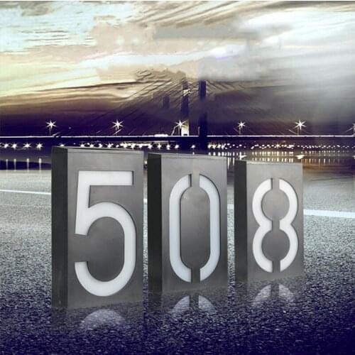 Solar outdoor Doorplate Digital Light LED Door Number Address Digits Wall Mount Porch Lights garden House Number light