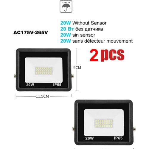 2 pcs 220V 10-100W LED FloodLight Spotlight Exterior Street wall reflector Light PIR Motion Sensor LED Waterproof Energy Saving