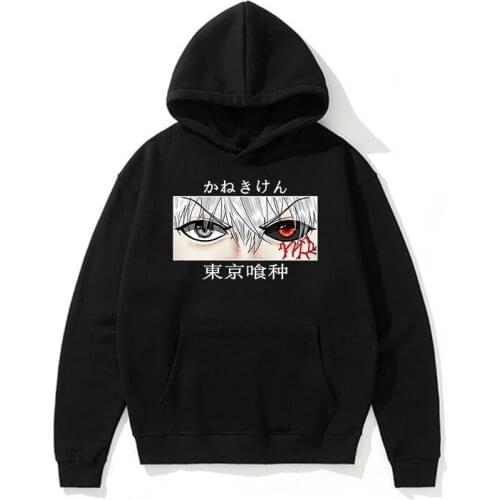 Tokyo Ghoul Kaneki Eyes Horror Printed Hoodies Cozy Tops Pullovers Hooded Sweatshirts