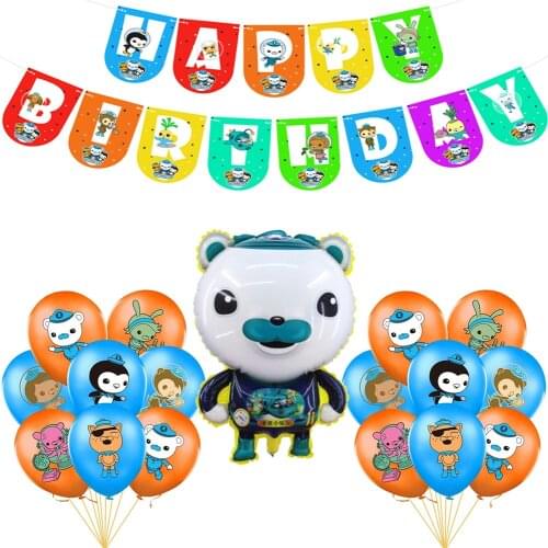 12pcs/lot The Octonauts Balloons 12inch Polar Bear Cat Penguin Latex Ballon Cartoon Sea Animal Air Balls Birthday Party Supplies